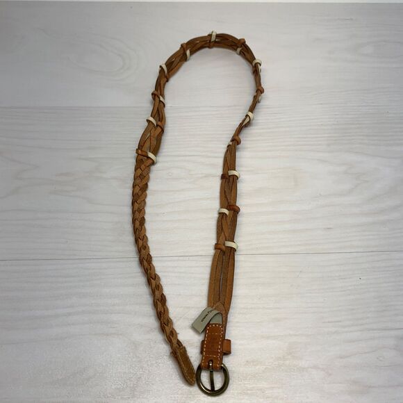 Fossil Womens Braided Leather Belt Two Tone Brown Beige Size Medium main image 4